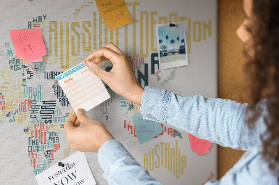 Quadro em cortiça Nomes de países