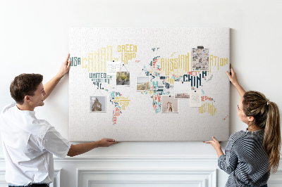 Quadro em cortiça Nomes de países