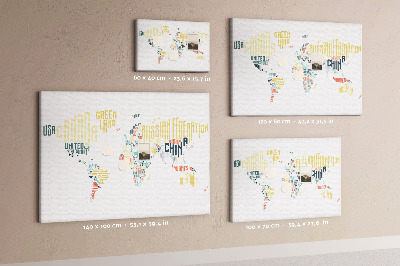 Quadro em cortiça Nomes de países