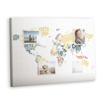Quadro em cortiça Nomes de países