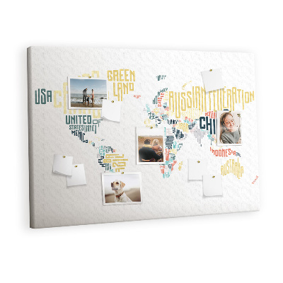 Quadro em cortiça Nomes de países