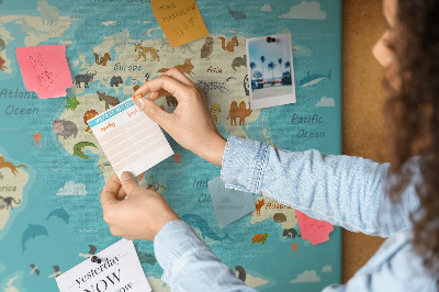 Quadro em cortiça Mapa do mundo animal