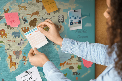 Quadro em cortiça Mapa do mundo animal