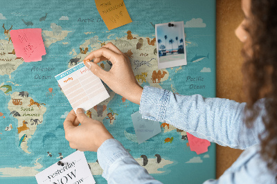 Quadro em cortiça Mapa do mundo animal