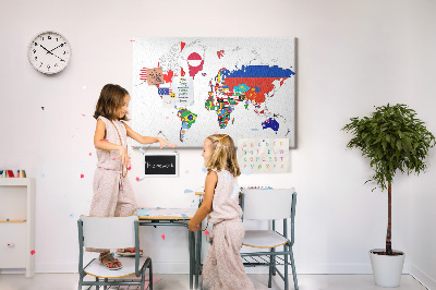 Quadro de aviso de cortiça Mapa de bandeiras nacionais