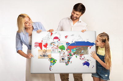 Quadro de aviso de cortiça Mapa de bandeiras nacionais