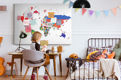 Quadro de aviso de cortiça Mapa de bandeiras nacionais