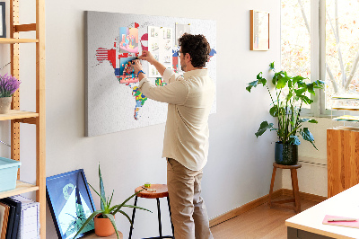 Quadro de aviso de cortiça Mapa de bandeiras nacionais