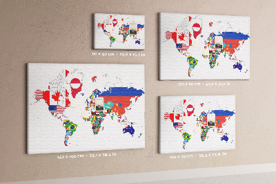 Quadro de aviso de cortiça Mapa de bandeiras nacionais
