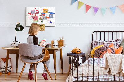 Quadro de aviso de cortiça Mapa de bandeiras nacionais
