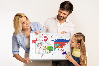 Quadro de aviso de cortiça Mapa de bandeiras nacionais