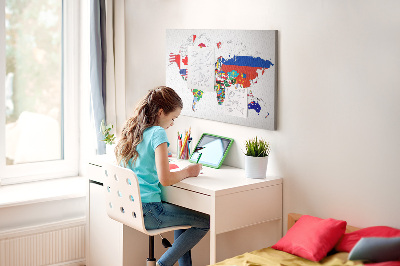 Quadro de aviso de cortiça Mapa de bandeiras nacionais