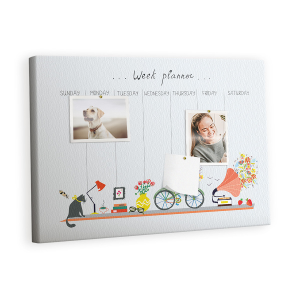 Painel em cortiça Planejador semanal