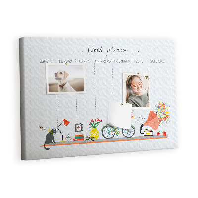 Painel em cortiça Planejador semanal