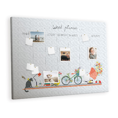 Painel em cortiça Planejador semanal