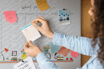 Painel em cortiça Planejador semanal