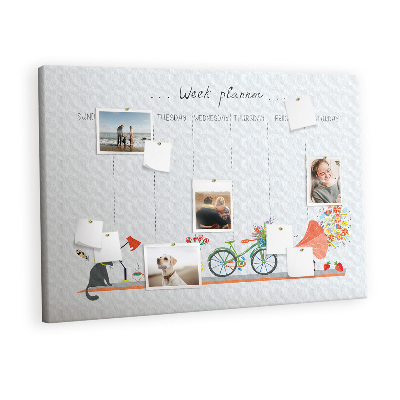 Painel em cortiça Planejador semanal