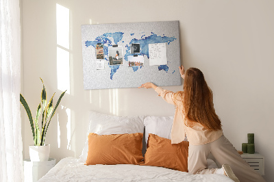 Quadro de aviso de cortiça Mapa em aquarela