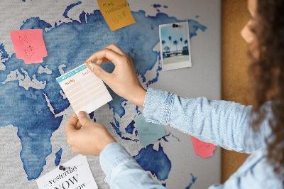 Quadro de aviso de cortiça Mapa em aquarela