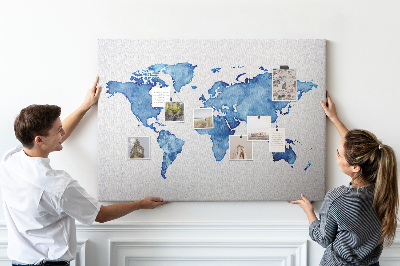 Quadro de aviso de cortiça Mapa em aquarela