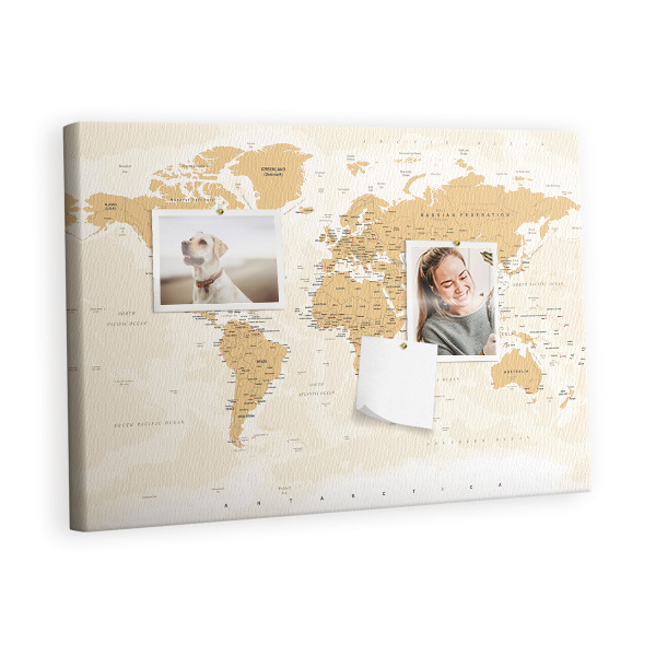 Quadro de aviso de cortiça Mapa das capitais