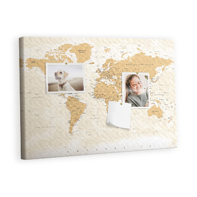 Quadro de aviso de cortiça Mapa das capitais