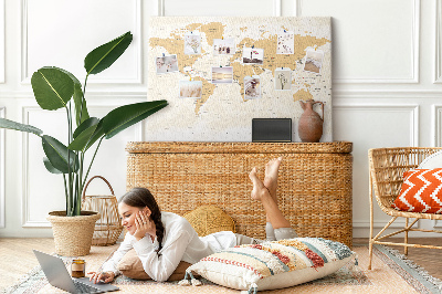 Quadro de aviso de cortiça Mapa das capitais