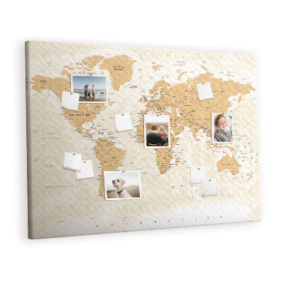 Quadro de aviso de cortiça Mapa das capitais