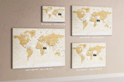 Quadro de aviso de cortiça Mapa das capitais