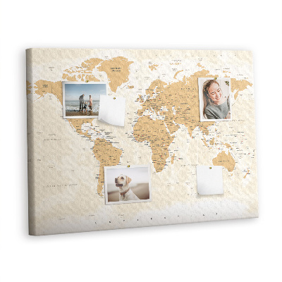 Quadro de aviso de cortiça Mapa das capitais