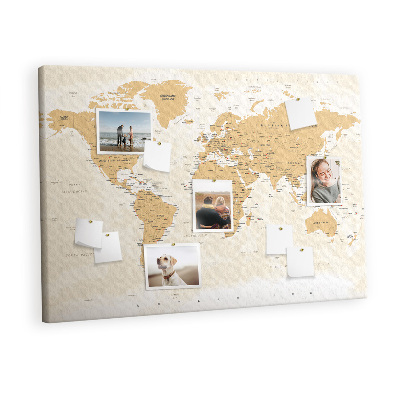 Quadro de aviso de cortiça Mapa das capitais