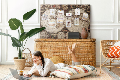 Quadro de aviso de cortiça Mapa do mundo antigo