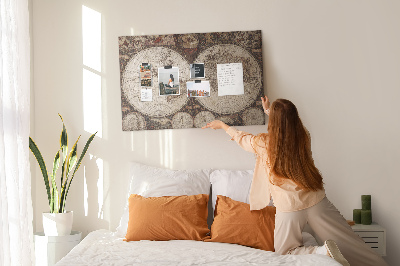 Quadro de aviso de cortiça Mapa do mundo antigo