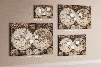 Quadro de aviso de cortiça Mapa do mundo antigo