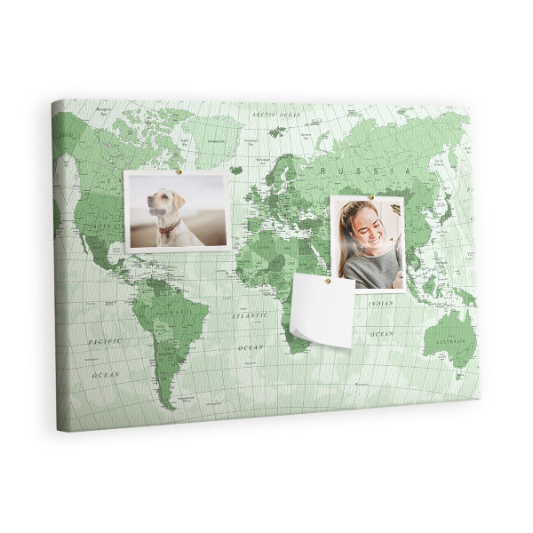 Quadro de aviso de cortiça Mapa mundial