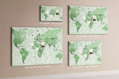 Quadro de aviso de cortiça Mapa mundial