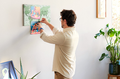 Quadro de aviso de cortiça Mapa mundial