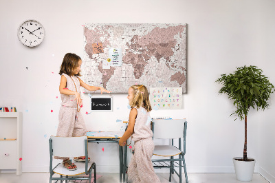 Quadro de aviso de cortiça Mapa do mundo antigo