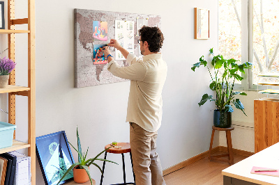 Quadro de aviso de cortiça Mapa do mundo antigo