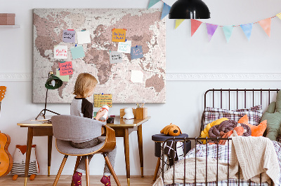 Quadro de aviso de cortiça Mapa do mundo antigo