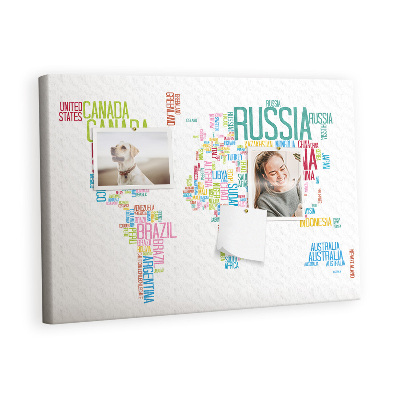 Quadro em cortiça Mapa de tipografia