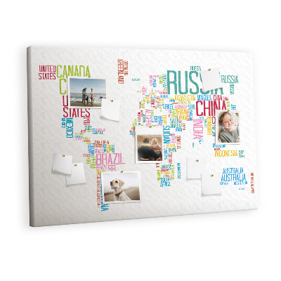 Quadro em cortiça Mapa de tipografia