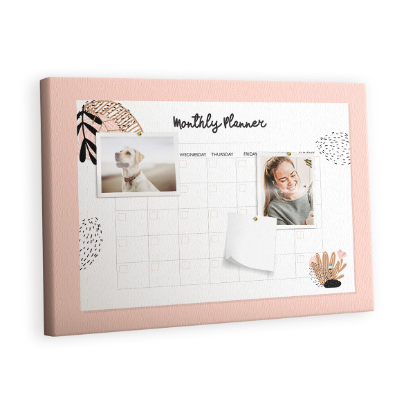 Quadro em cortiça Planejador com flores