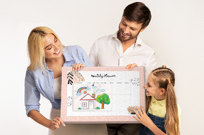 Quadro em cortiça Planejador com flores