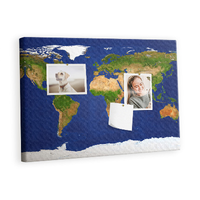 Quadro de aviso de cortiça Grande mapa do mundo