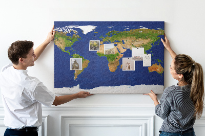 Quadro de aviso de cortiça Grande mapa do mundo