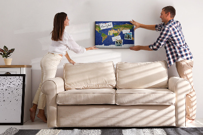 Quadro de aviso de cortiça Grande mapa do mundo