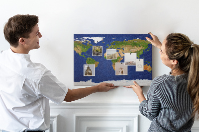 Quadro de aviso de cortiça Grande mapa do mundo