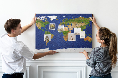Quadro de aviso de cortiça Grande mapa do mundo