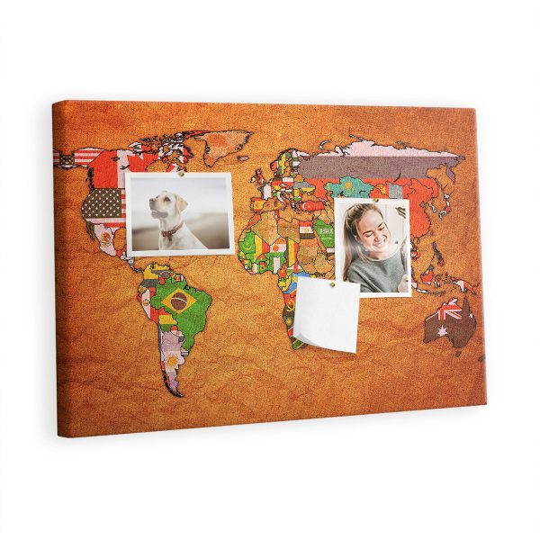 Quadro em cortiça Mapa com bandeiras